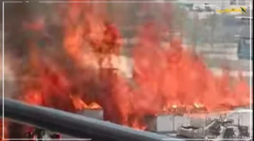 حريق هائل تحت السيطرة.. إخماد نيران مخزن الخردة الضخم في شبرا الخيمة 1